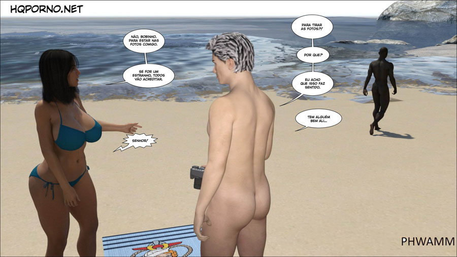Sexo na praia de nudismo quadrinhos